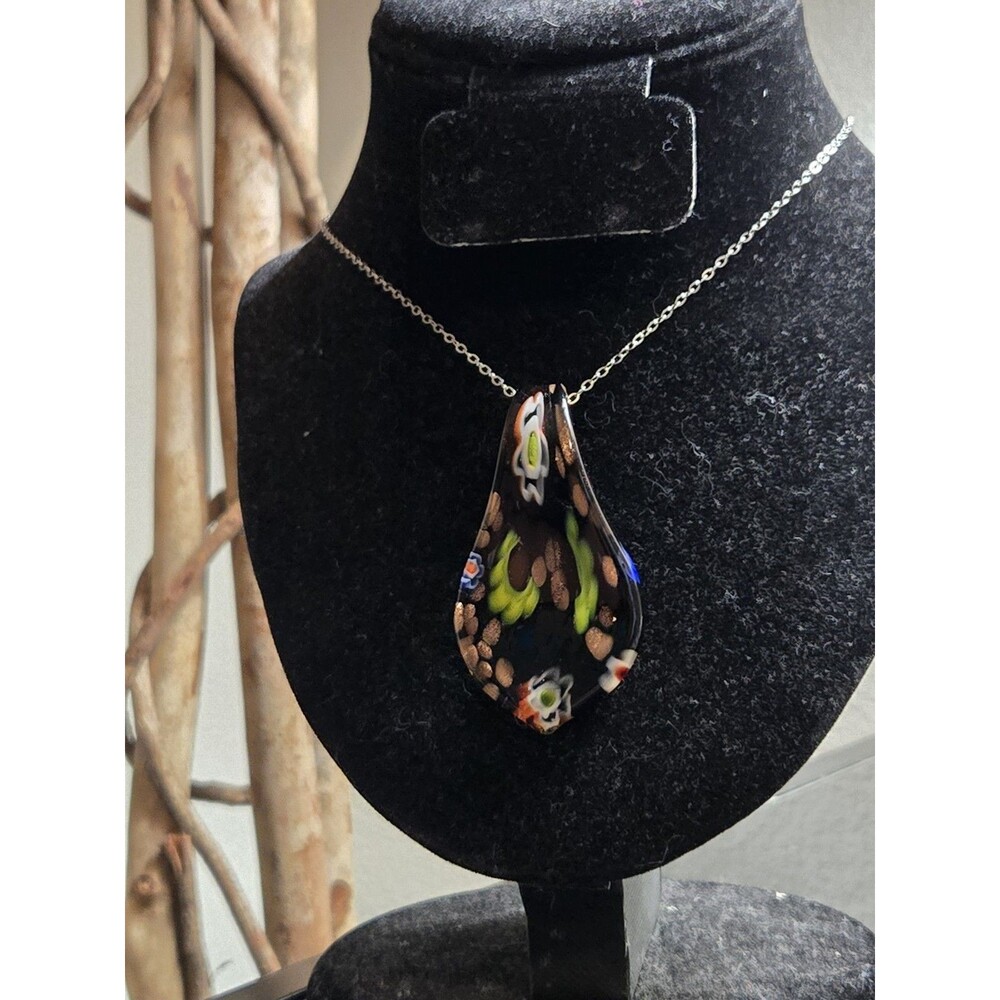 Vintage Murano Style Millefiori Glass Teardrop Pendant – 2” Artisan Lampwork